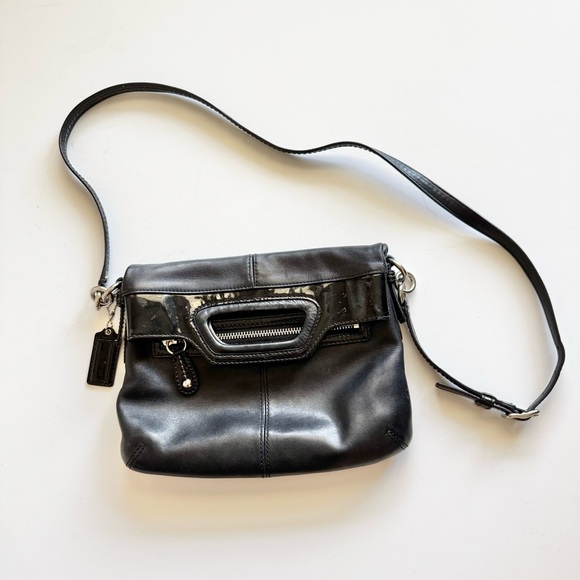 Coach 13388 Bonnie Black Leather Fold over  Crossbody Bag - Picture 1 of 10